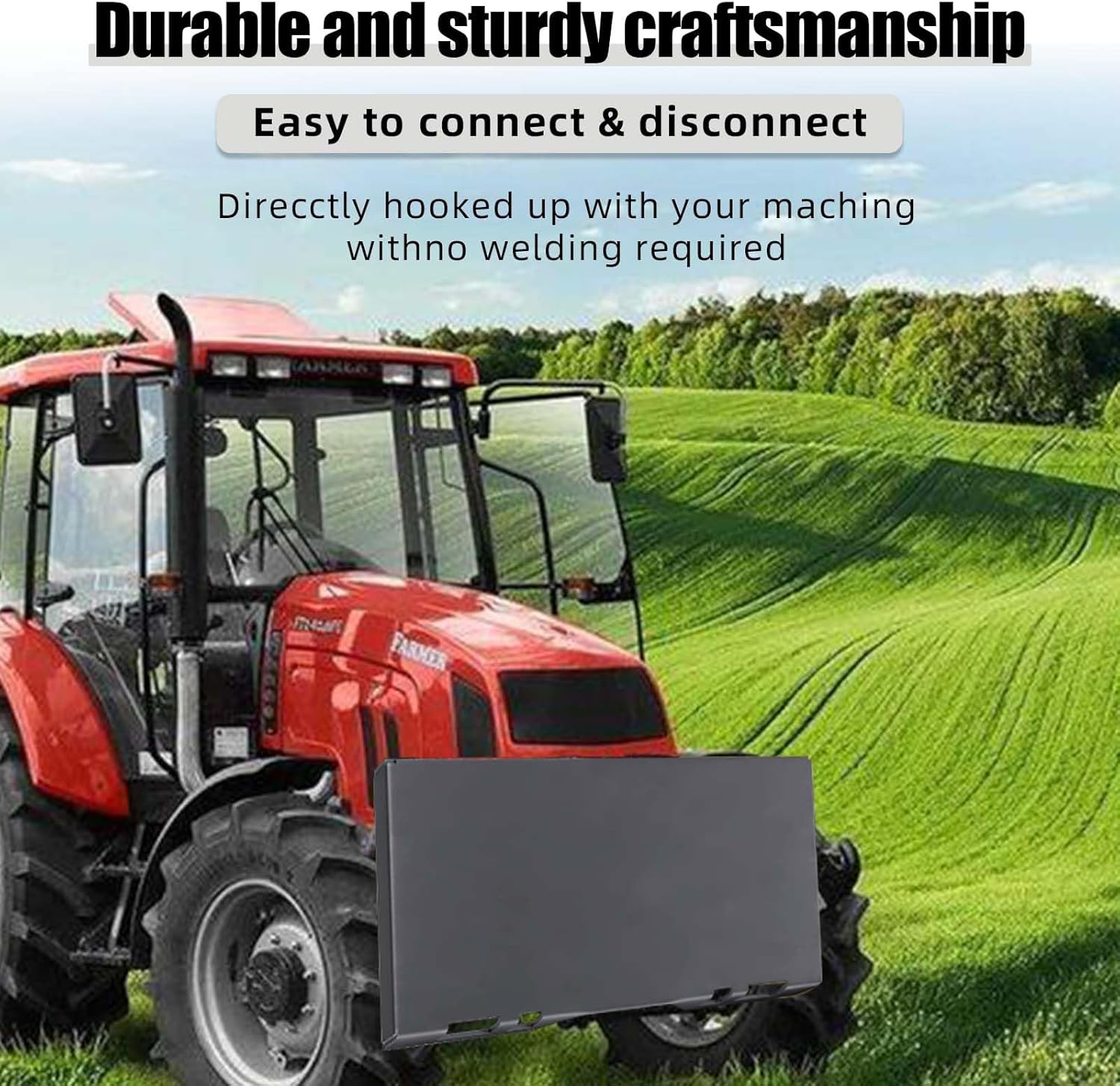 3/8 inch Thick Universal Quick Attach Mount Plate, Heavy Duty Skid Steer Mount Plate Attachment Easy to Weld or Bolt to Different Accessories