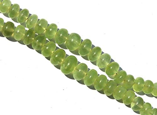 13 inch natural beads strand of 8-13mm smooth rondelle prehnite gemstone beads for DIY jewelry - necklace, bracelet, earring, ring.