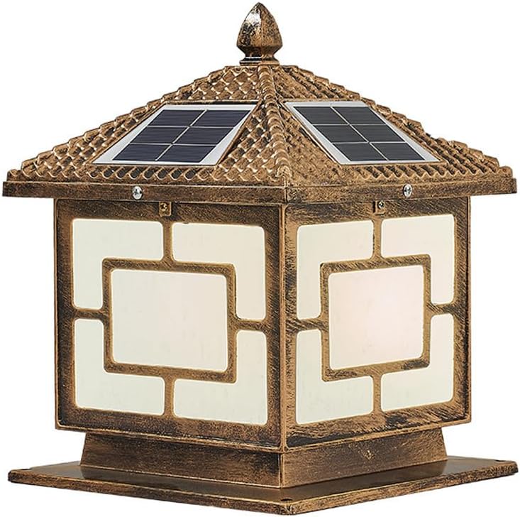 Solar Post Cap Lamp, European Retro Villa Gate Column Light, Outdoor Garden Decoration Stigma Lamps, LED Waterproof Fence Pillar Lights, Landscape Lighting Fixtures for Patio Porch Railing