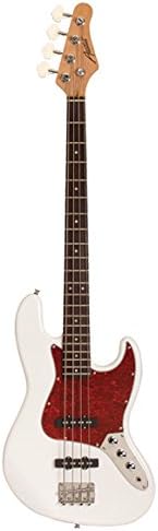 Austin Guitars 4 String Acoustic Bass Guitar, Correcto, White (AJB300WH)