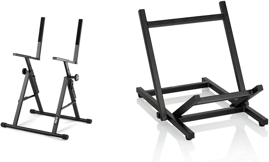 On-Stage RS7000 Tilt-Back Amp Stand, Black & Gator Frameworks Low Profile Guitar Combo Amp Stand; Fully Collapsible (GFWGTRAMP100)