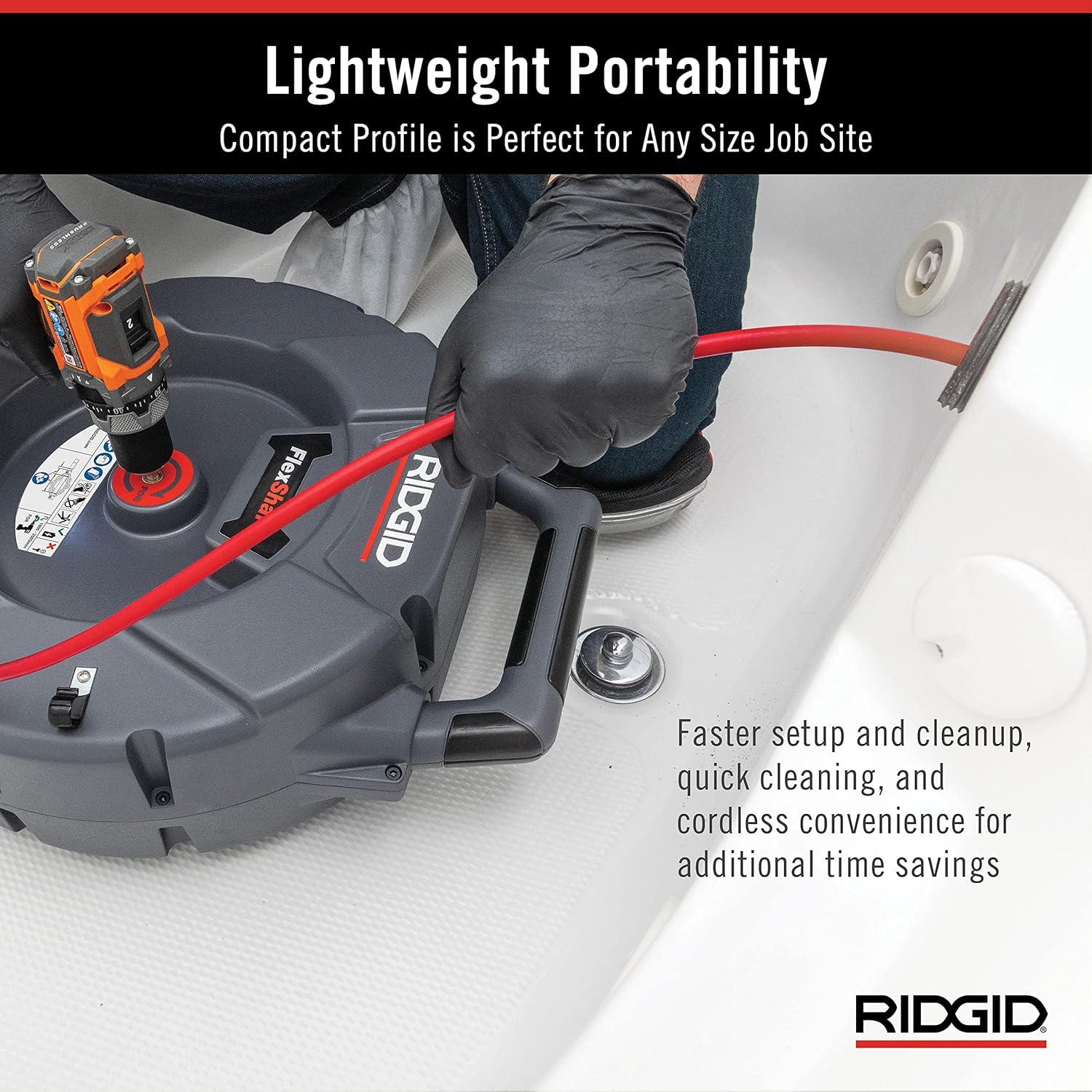RIDGID 64273 Model K9-204 FlexShaft Drain Cleaning Machine Kit & K9-12 FlexShaft 1/4