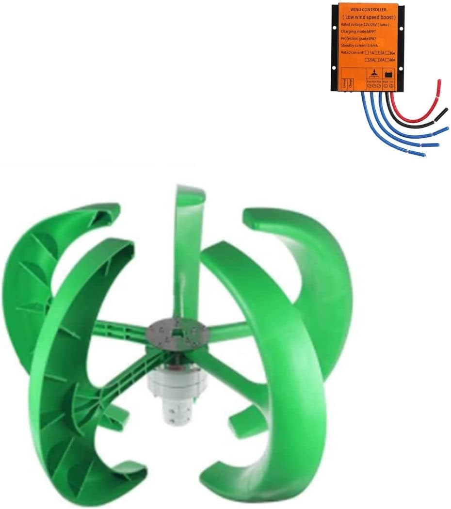 LiuSj JUnSt 12000W 12V 24V 48V AC Vertical Axis Wind Turbine Generator Kit, Lantern Wind Turbine Generator Kit Low Noise with Controller for Home(Green)