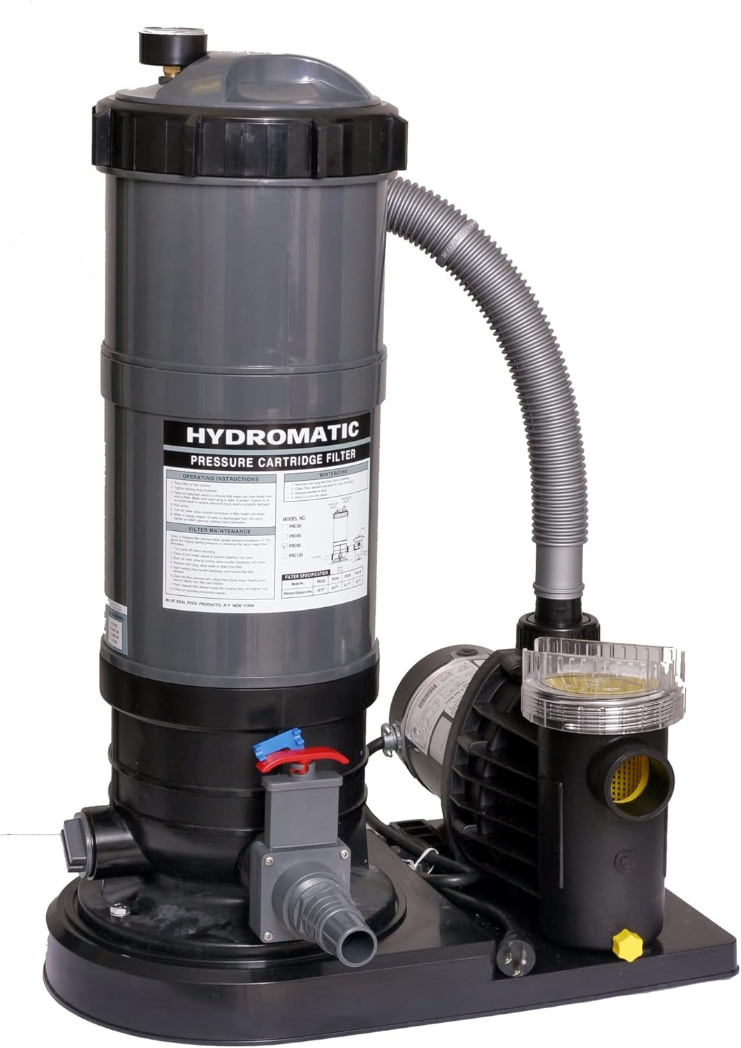 Blue Wave Hydromatic 90 SF Cartridge Filter System with 1 HP Pump for Above Ground Pools