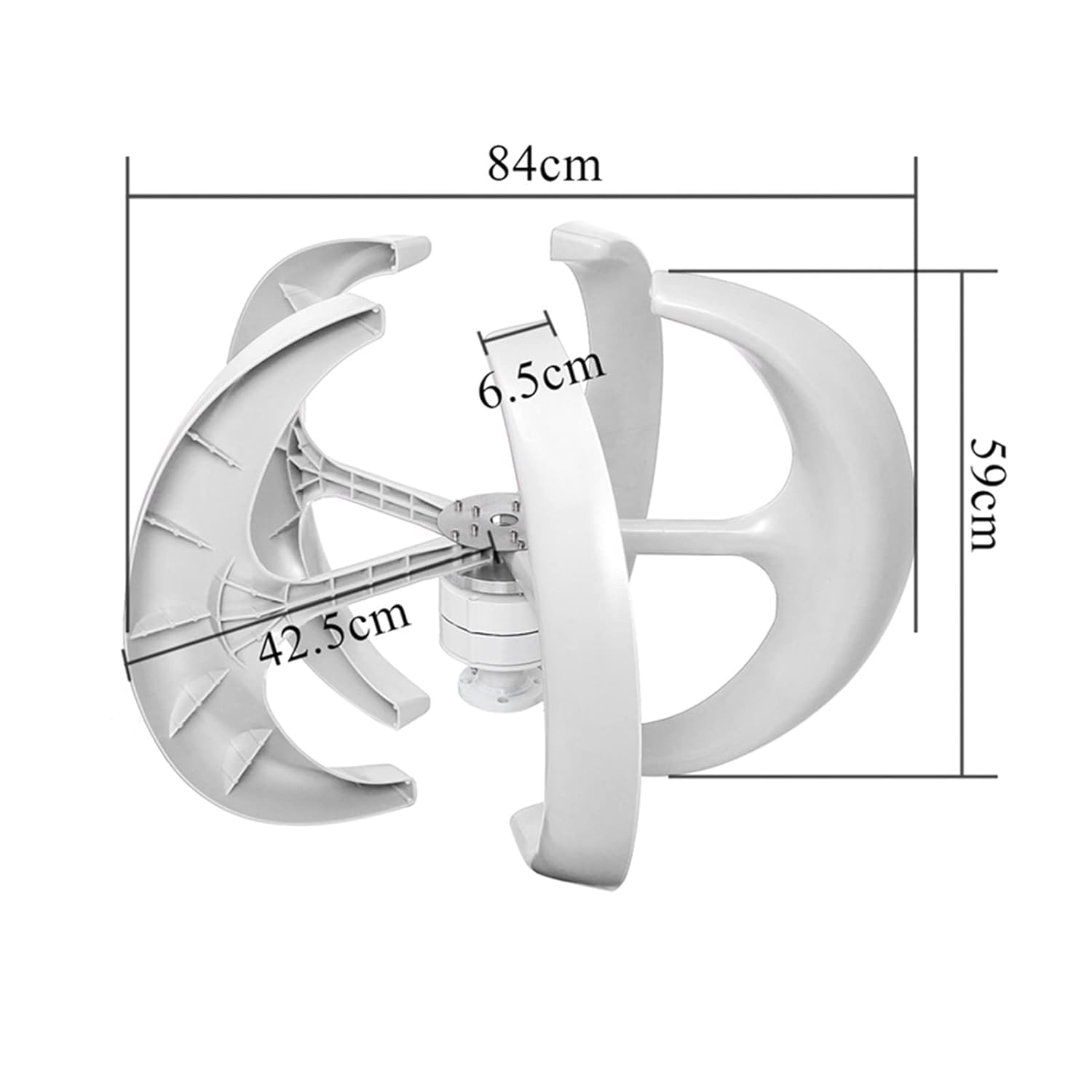 Wind Turbine Generator, 100w 200w 300w 5 Blades Vertical Axi Wind Turbines Generator Lantern 12V 24V Wind Turbines Kit - Onshore Wind(White,24V_100W)