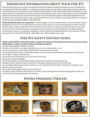 Patina Products F232 Texas AM Steel Outdoor Fire Pit - 24 x 24 x 11 inch - Natural Rust Patina Finish