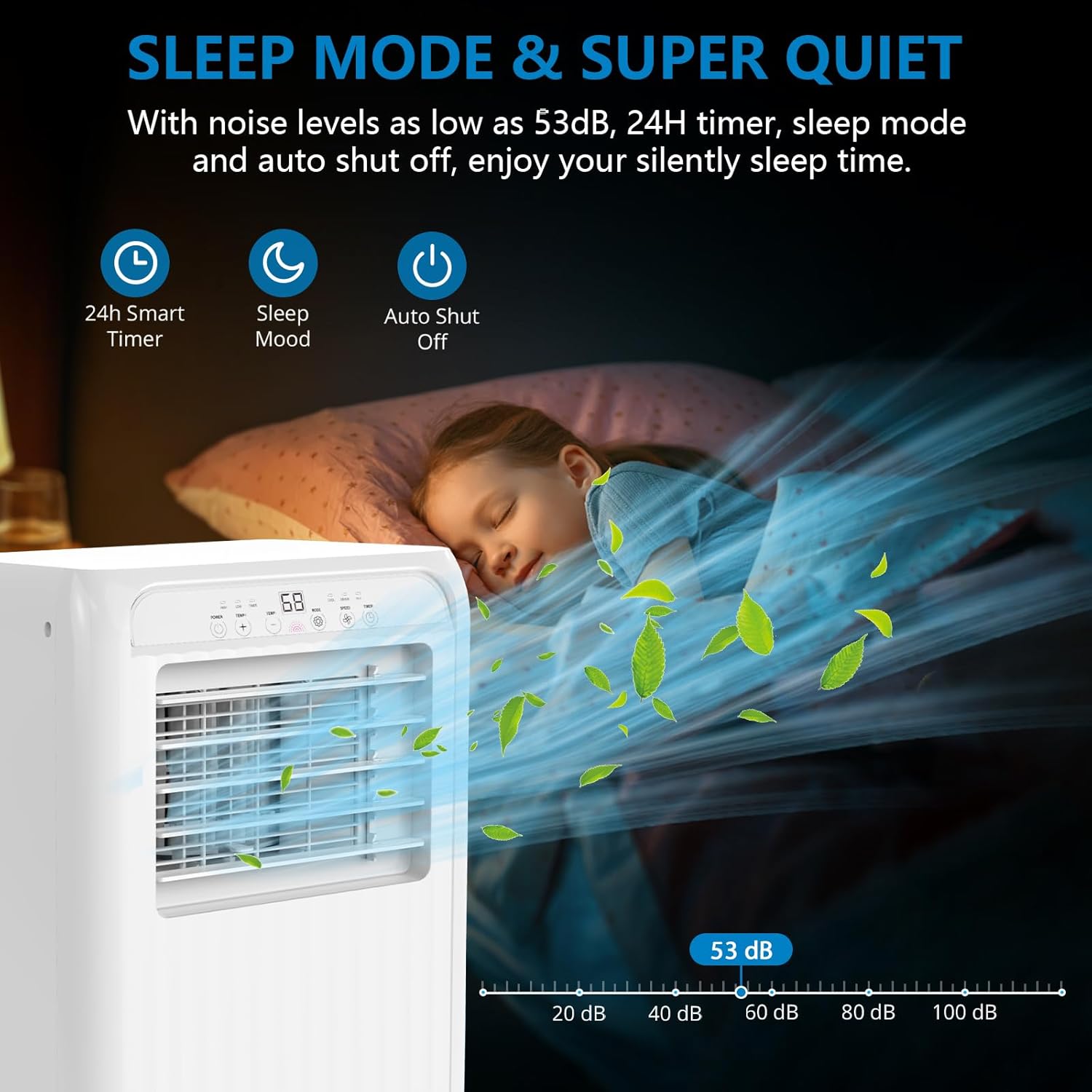 8000BTU Portable Air Conditioners, Portable Ac Unit Cools Up To 350 Sq, With Touch Remote Control, 24h Timer Air Cooler For Bedroom Office