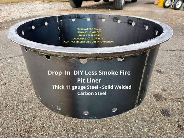 No Smoke Campfire Fire Pit Ring Liner.Draft & Vent Holes 11 Gauge Steel. 30