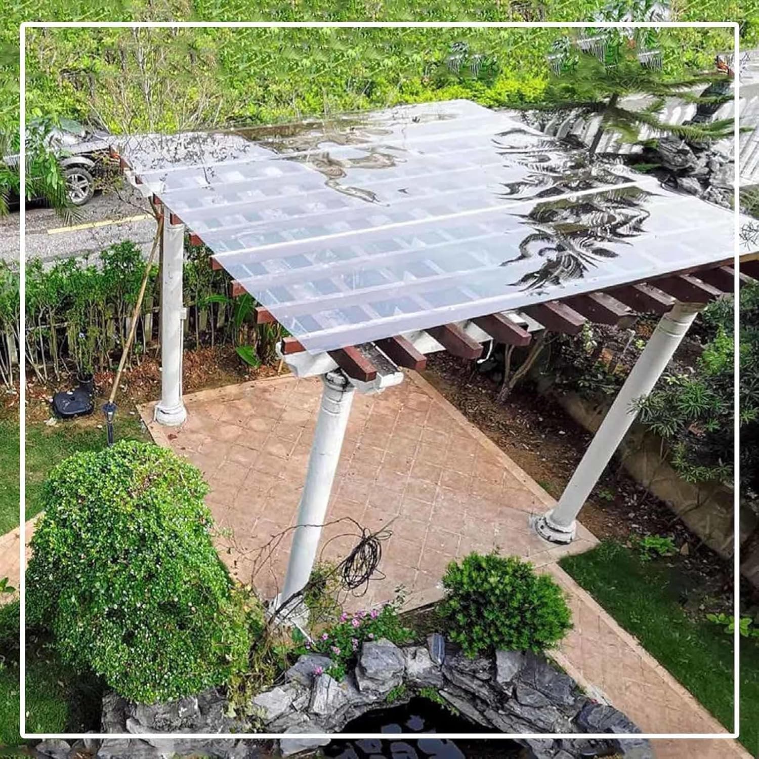 Garden Shed Roof Panels,Waterproof Transparent Polycarbonate Roofing Sheets,Replacement Plastic Panels for Greenhouse Sunroom,Uv Protected Pc Sheet,Easy to Bend and Cut,W×L-1.22×4m(4 * 13.1ft)