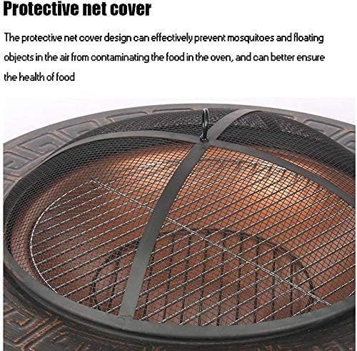 Outdoor Metal Firepit Round Table d Patio Garden Stove Wood Burning Fire Pit with Spark Screen, Log Poker and Cover,Outdoor Fire Pits