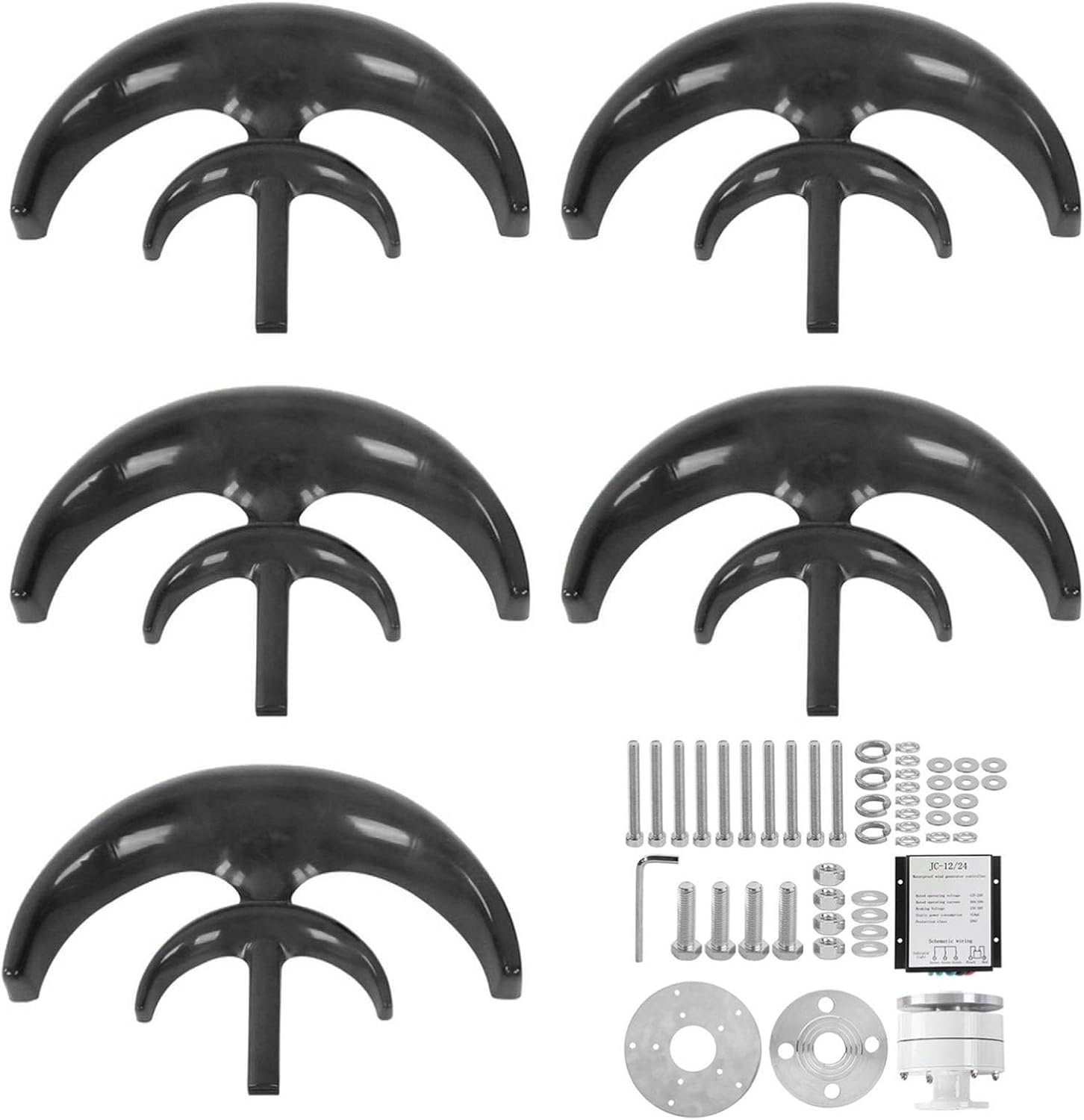 2000W Vertical Wind Turbine Generator with 5 Blades, Off-Grid Wind Turbine Kit with Charge Controller for Home & Industrial Use, 12V Renewable Energy Solution
