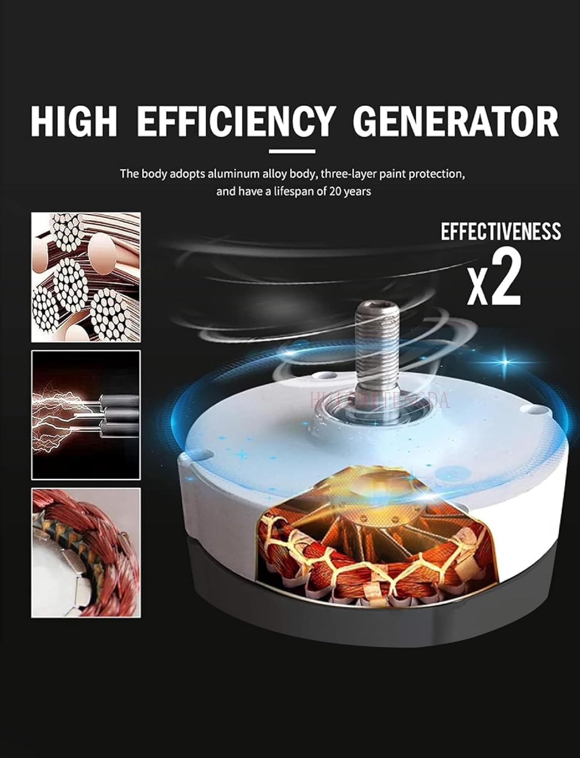 Vertical Wind Generator Kit 100W for Home/Camping - No Noise 3 Blades Turbine with MPPT Controller for 12V/24V/48V