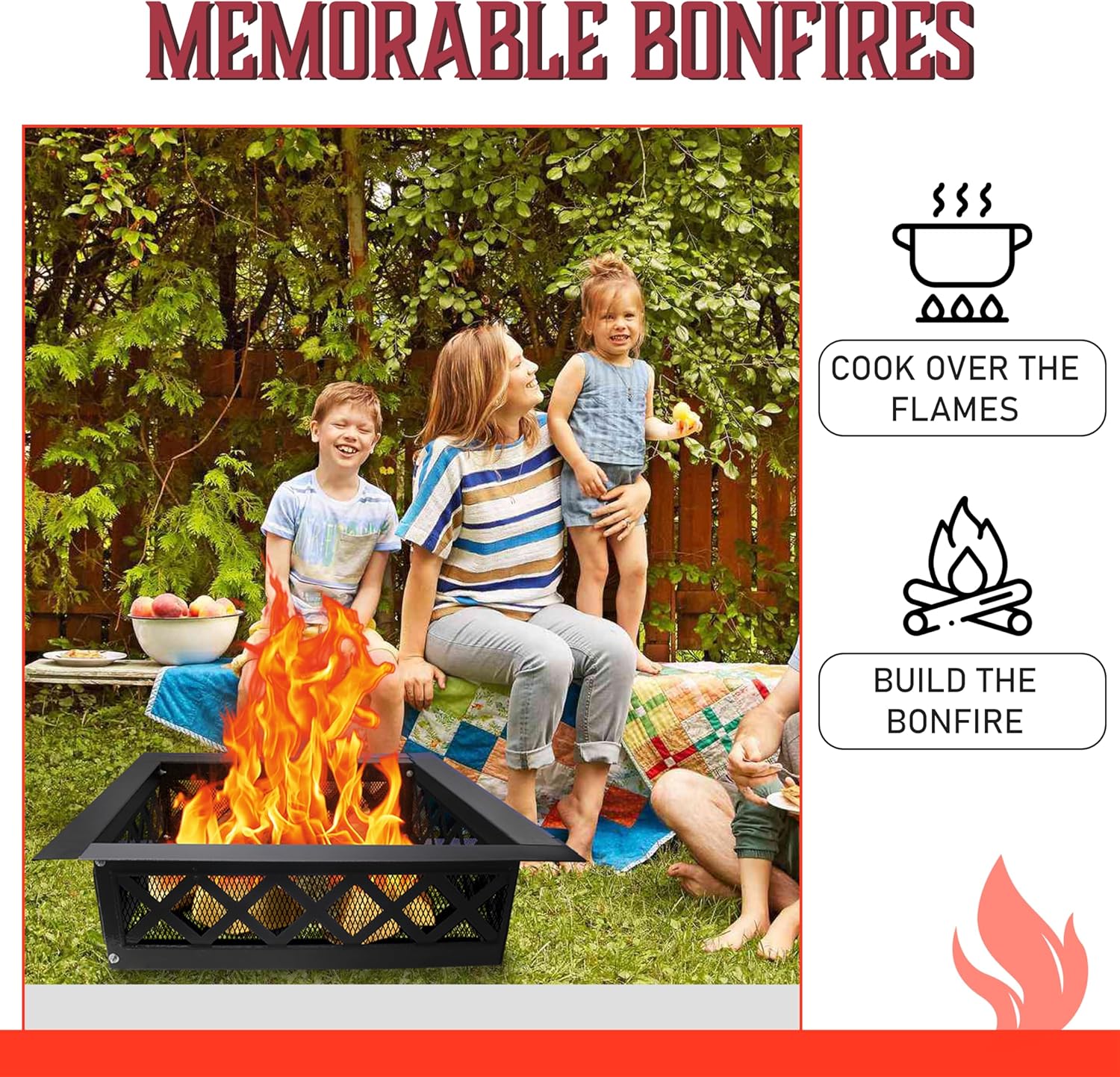 SIMOND STORE Smokeless Fire Pit Insert Square - 36