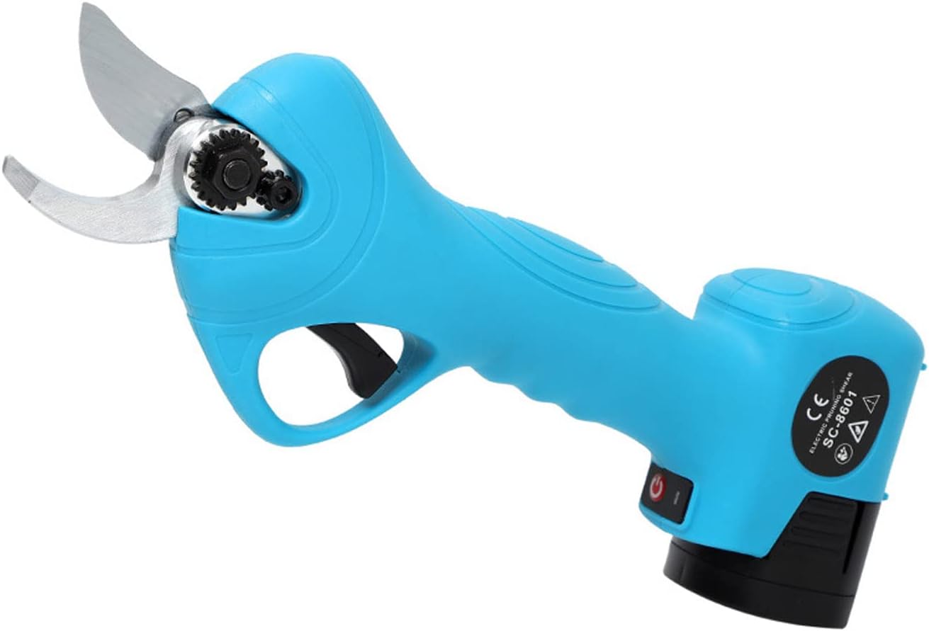 Portable Electric Garden Scissors Gardening Scissors Fruit Tree Scissors Pruning Shears Large Capacity Lithium Electric Mowing Lawn, Flower Pots, Potted Plants, single battery, Blue
