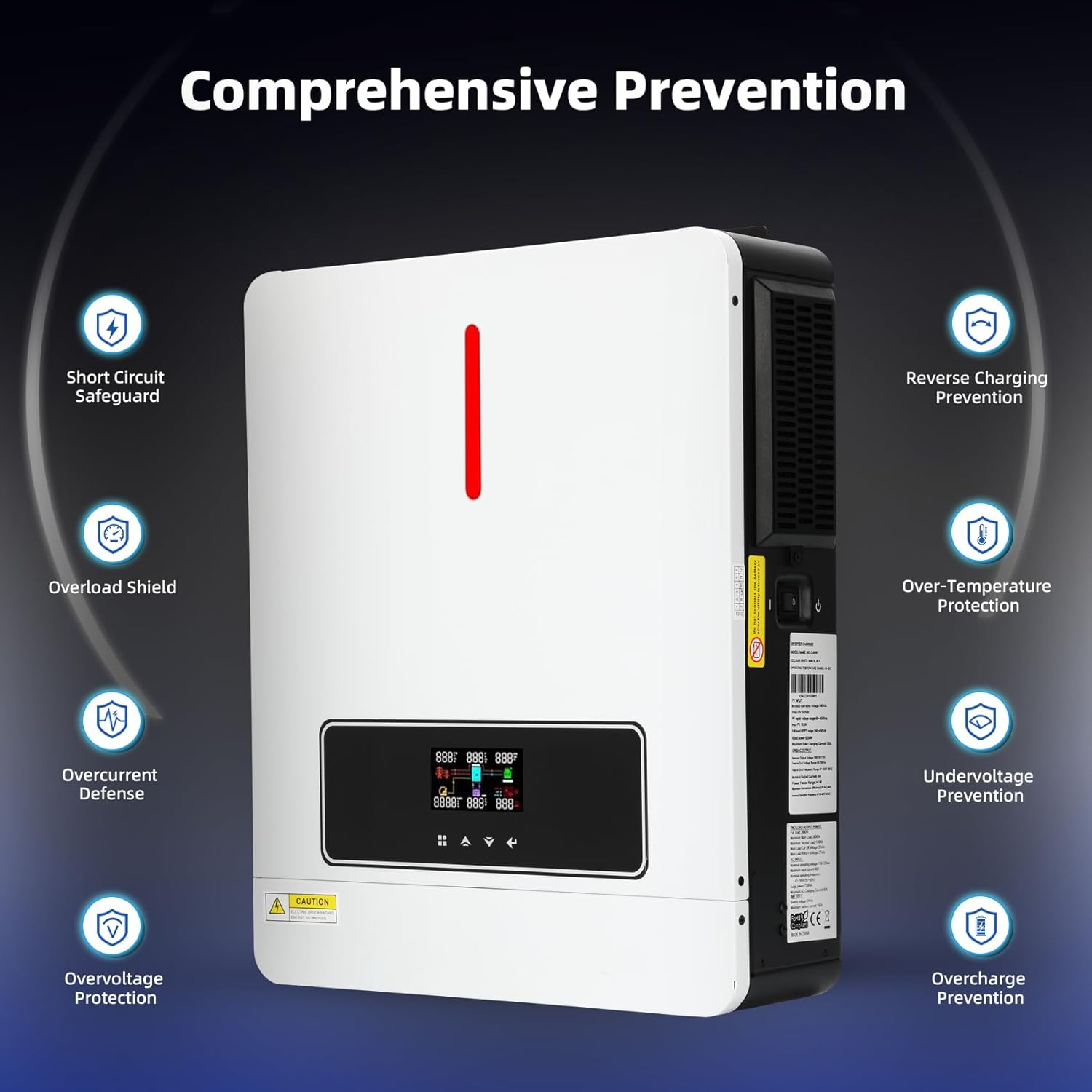 3600W Solar Inverter 24VDC to 110V/120VAC, All-in-One Pure Sine Wave Hybrid Solar Inverter with 120A MPPT Charge Controller, Ideal for Home & Outdoor Use