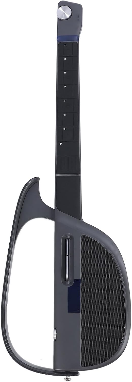 Stringless Smart Guitar, Foldable Travel Backing Guitarra, C1 Foldable Automatic Accompaniment Guitar with Storage Bag for Travel (Black Grey)