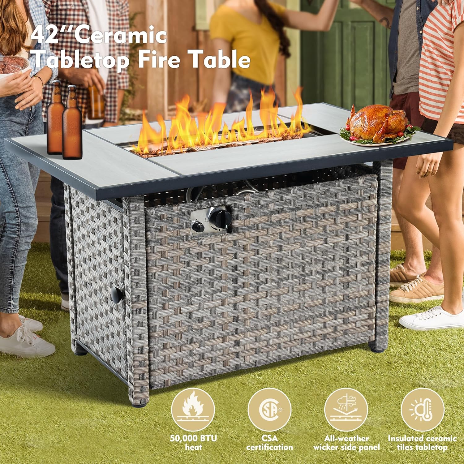 Outdoor Patio Furniture Set,Outdoor Wicker Patio Sectional Furniture Sets,All-Weather Rattan Sectional Sofa Chairs Conversation Set (Denim Blue, 13 PCS w/ 42