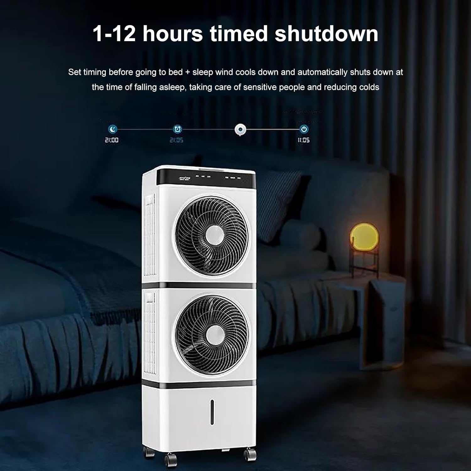 Swamp Cooler Air Conditioner, Evaporative Air Cooler, 14L/3 Gal Tank for Long Cooling, 3 Speeds, Auto Oscillating, 12H Timer, Remote, Water Cooling Fan for Home