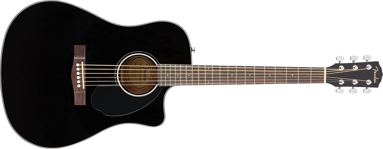 Fender Solid Top Dreadnought Acoustic-Electric Guitar, Walnut Fingerboard - Black, CD-60SCE