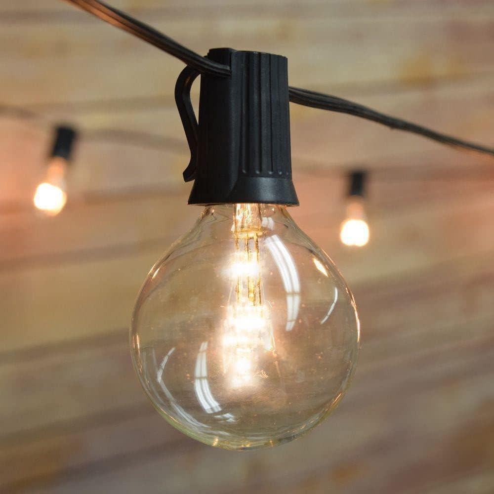 fantado 51 FT Shatterproof Light Bulb LED Outdoor Patio String Light Set, 50 Socket E12 C7 Base, Black Cord - G50-2 Inch (0.5 Watt) by PaperLanternStore.com