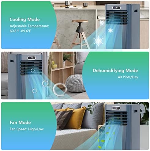 ARLIME Air Conditioner Portable, 8000 BTU Cools up to 230 sq. ft, Portable AC Unit with Fan & Dehumidifier, 2 Speed, Child Lock, 24H Timer, LED Display, Air Cooler for Living Room, Bedroom, Office