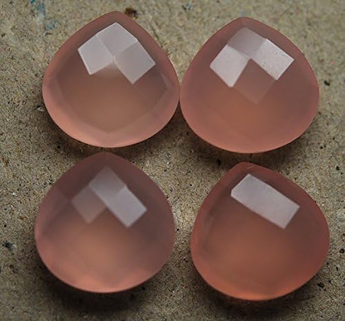 3 matched pair,quality,rose chalcedony faceted heart shape briolettes 12mm