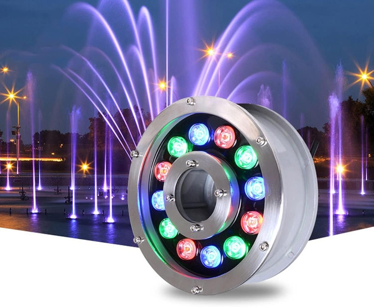 LED Ring Fountain Light - Underwater Pool Light, IP68 Waterproof Low Voltage RGB Colored Pond Lights, Stainless Steel Submersible Pool Lights with Remote Control(RGB-AC12V,18W)