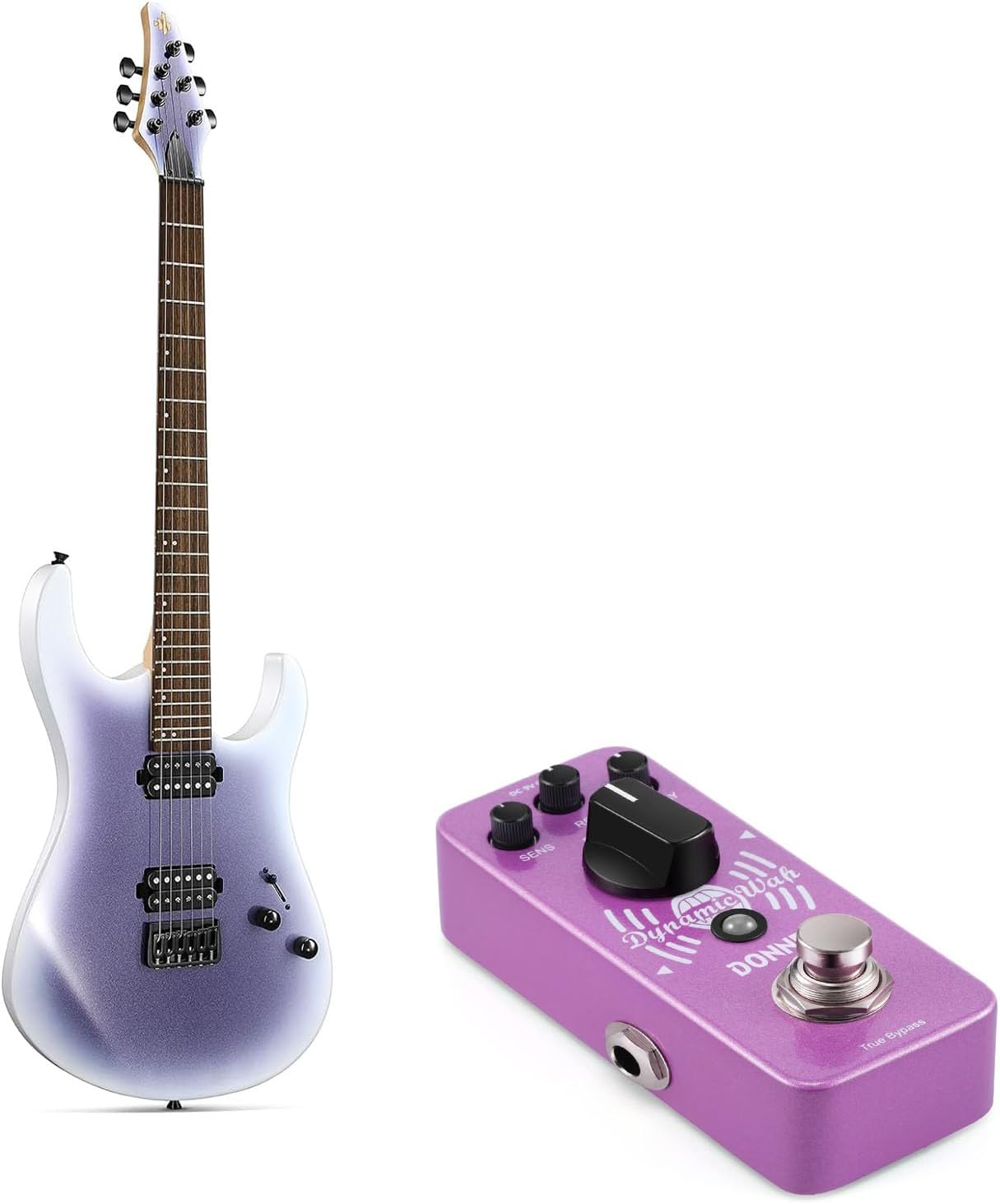 Donner Solid Body Electric Guitar, 39 Inch Metal Electric Guitar Beginner Kits-Mini Auto Wah Pedal