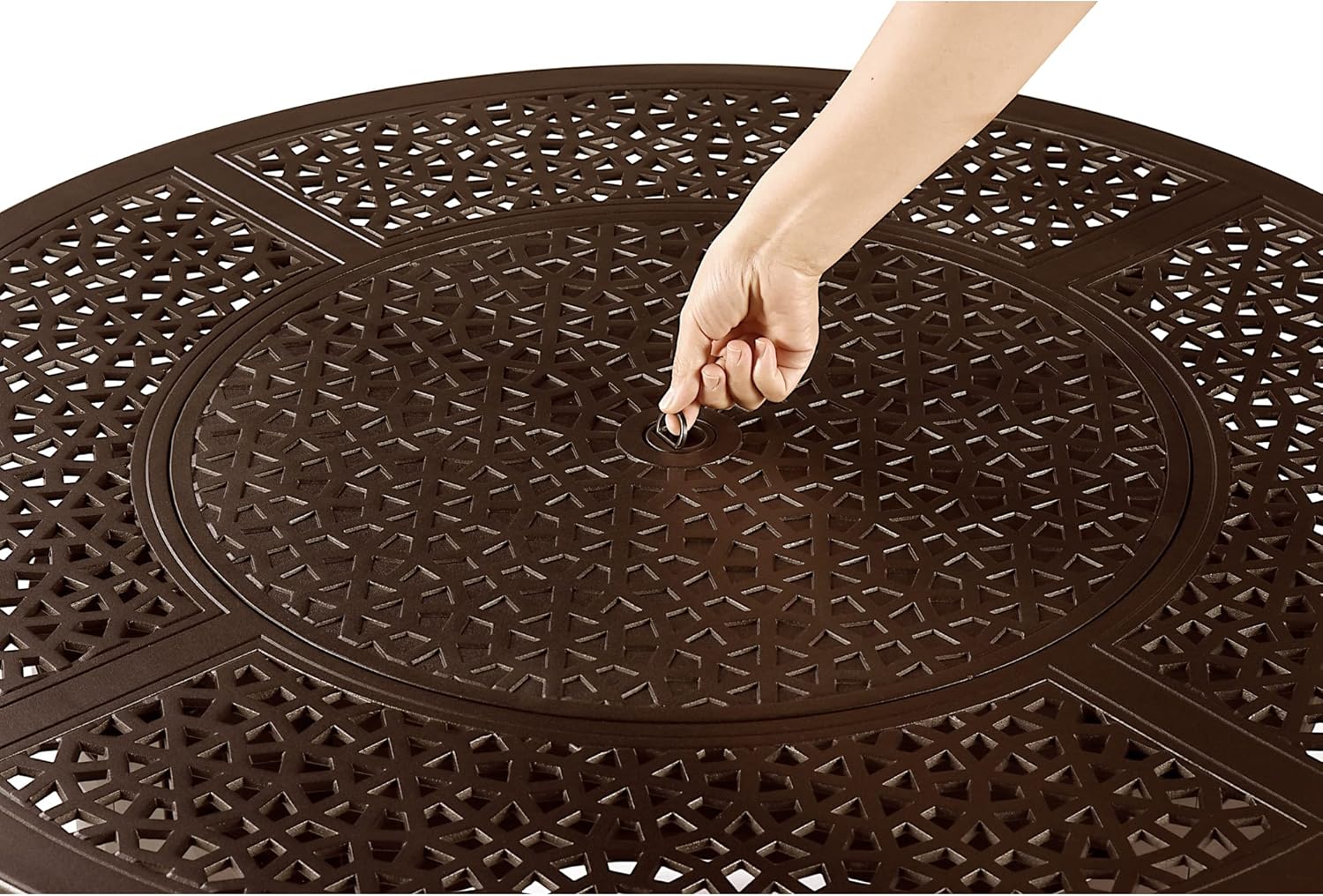 Oakland Living 44 in. x 44 in. Aluminum Propane Fire Pit Table with Glass Beads, Two Covers, Lid, 57,000 BTUs in Brown Finish