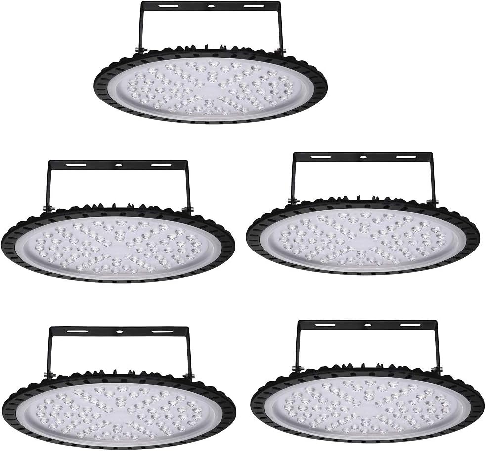 Viugreum 5 PACK 300W UFO LED High Bay Light, 30000LM 6500K Daylight White LED Warehouse Lighting, IP65 Waterproof Commercial Bay Lighting for Garage Barn Workshop Wet Location