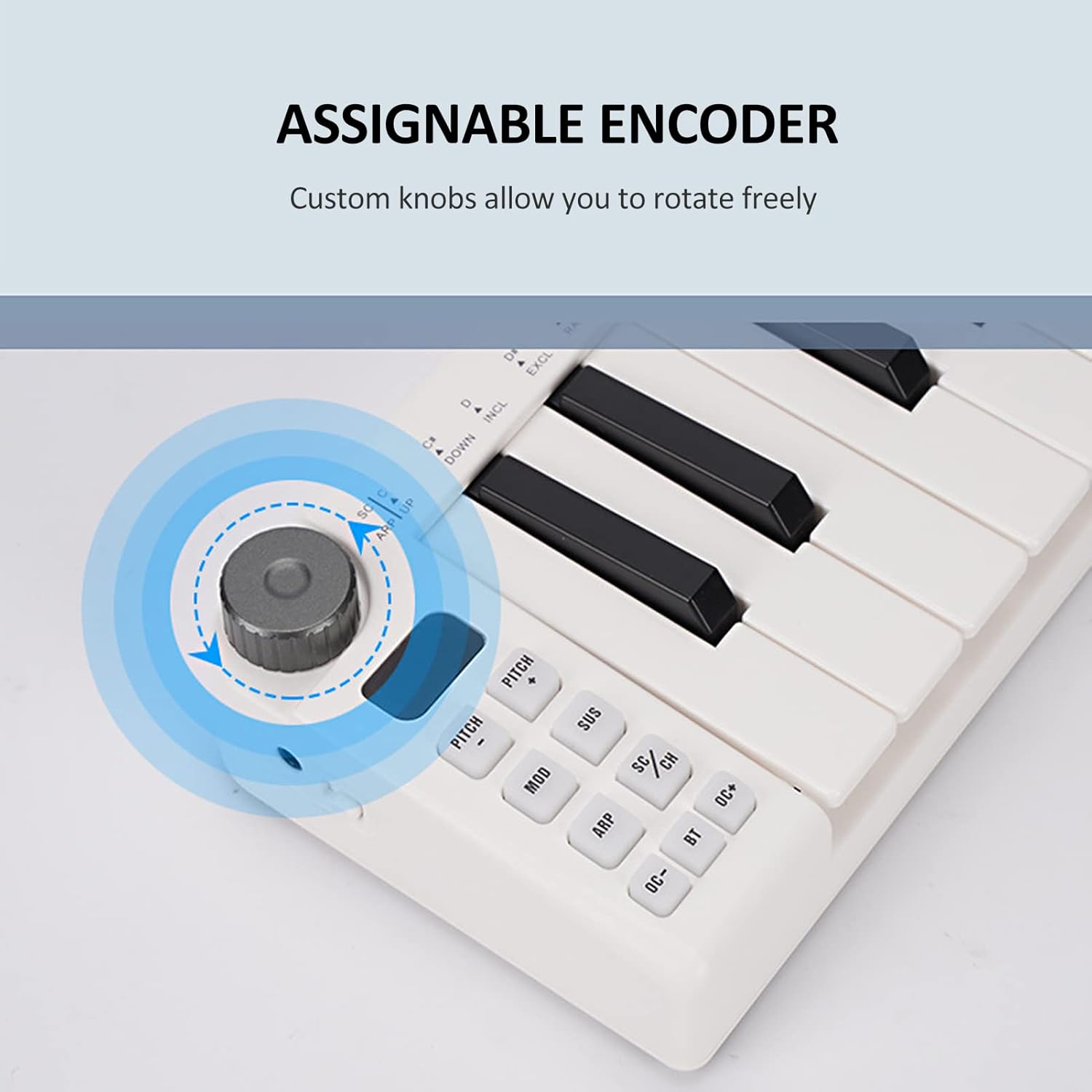 SMK-25mini MIDI Keyboard Rechargeable 25-Key MIDI Control Keyboard Mini Portable USB Keyboard MIDI Controller with 25 Velocity Sensitive Keys 1 Knob