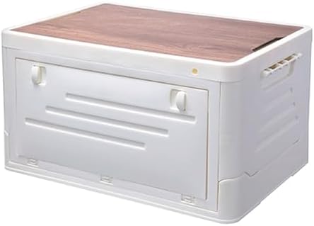 Outdoor Waterproof Storage Deck Box with Lid - Foldable Large Capacity Wooden Top for Picnics, Hiking, Car Trunks - Ideal Outdoor Storage Solution (Apricot Color)