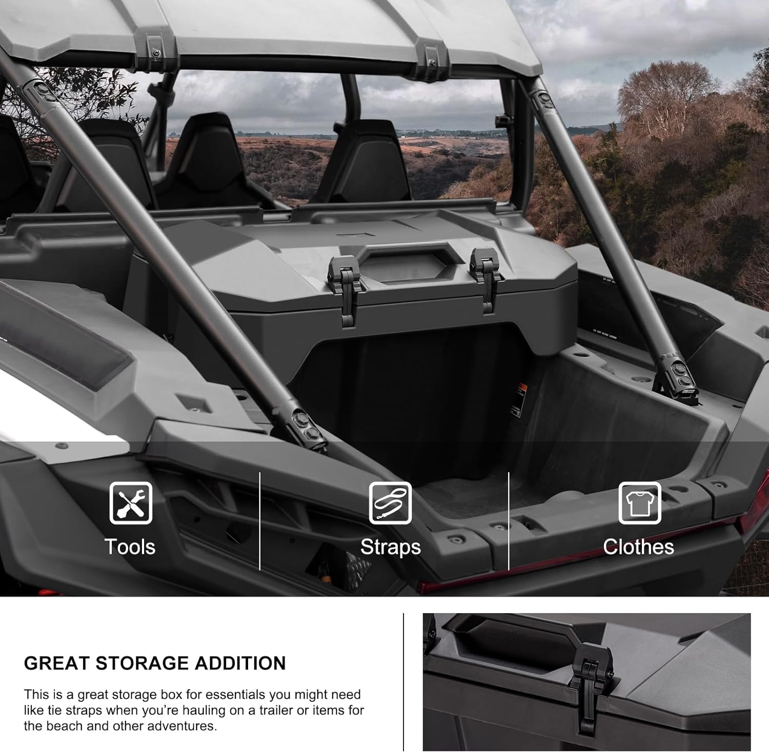 KIWI MASTER 82 QT Forward Cargo Box for 2024-2026 Polaris RZR XP 1000/RZR XP S 1000 Accessories, Replace OEM # 2889611, Rear Storage Bin