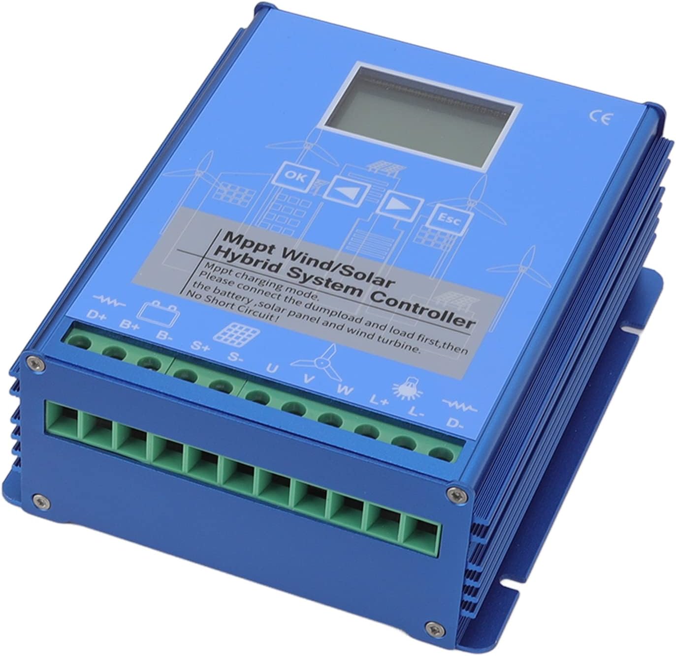 Wind Solar Hybrid Controller, 12V 24V MPPT Boost Charging LCD Display, Multifunctional Wind Energy Controller for Off Grid System (GPI-1010K)