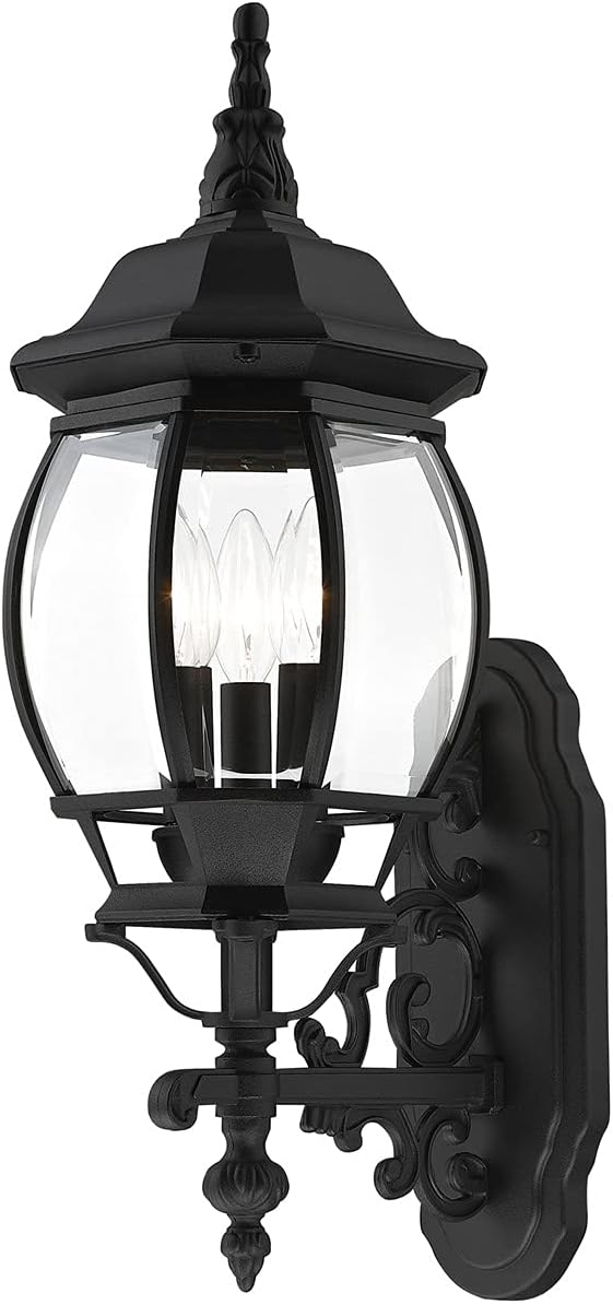 3 Lt Textured Black Outdoor Wall Lantern 7524-14