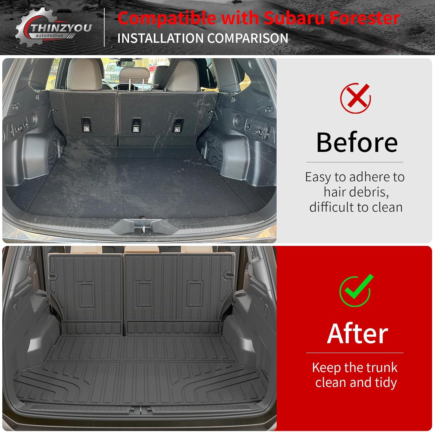 Cargo Mat Compatible with 2025 2026 Subaru Forester NO Hybrid Trunk Mat Cargo Liner Trunk Liner TPE All Weather Back Seat Cover Protector Forester Accessories (Trunk Mat+Backrest Mats)