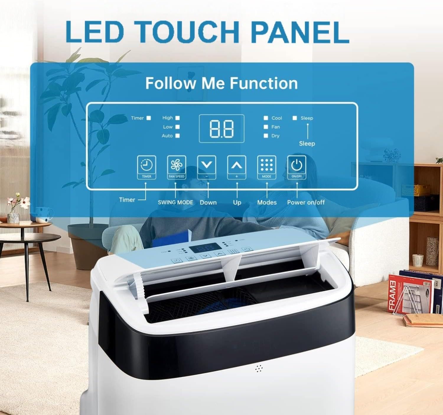 10,000 BTU Portable Air Conditioner for Rooms Up to 500 Sq. Ft, 3-in-1 AC with Dehumidifier & Fan Modes, 24H Timer & Sleep Mode, Easy-Install, Includes Remote