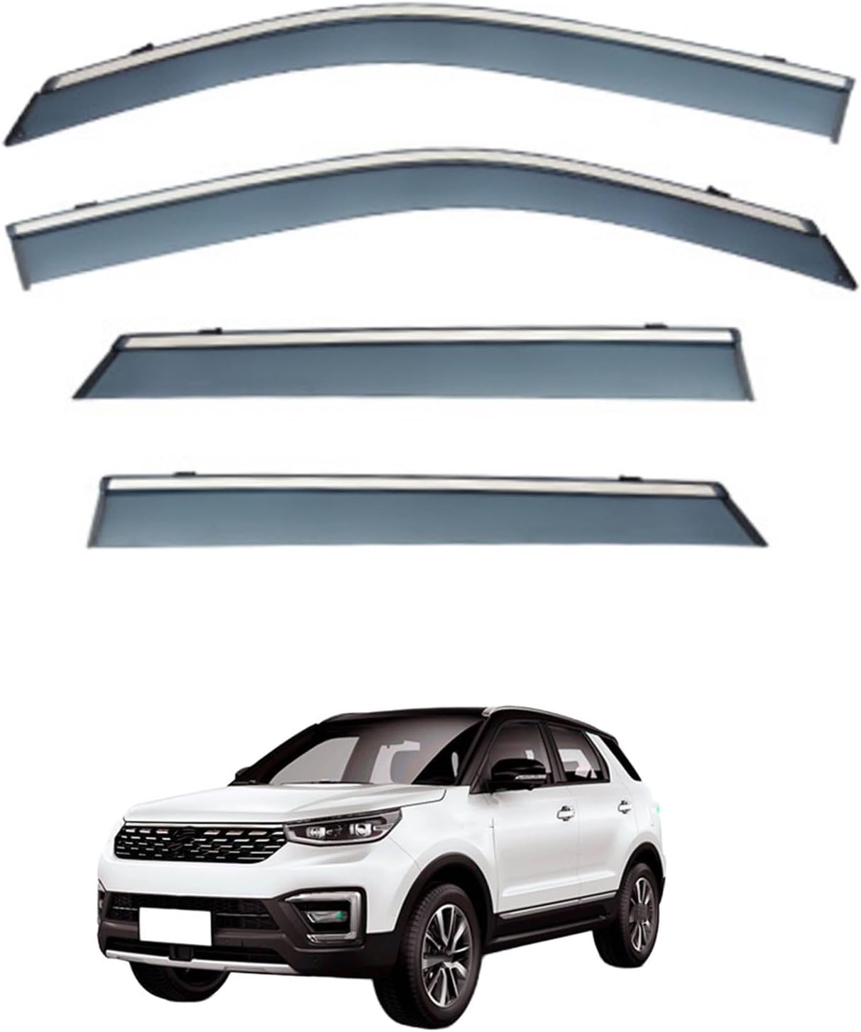 Window Deflectors for Changan CS55 MK1 2017-2019, Sun Rain Guard Window Visors Vent Shades with Bright Stripes Car Accessories