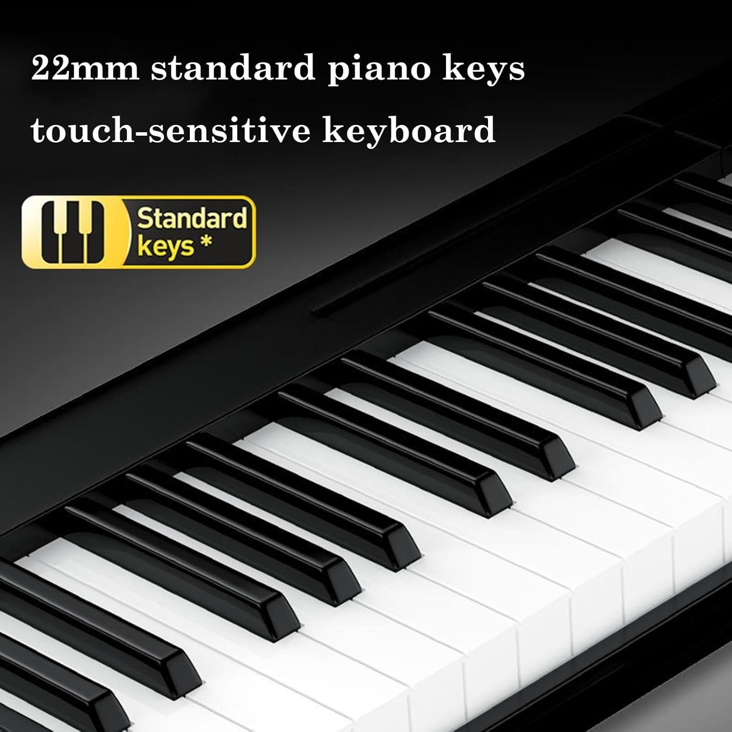 Folding Piano Keyboard 61 Key Touch-Sensitive Electric Piano, Portable, Rechargeable, Bluetooth, MIDI Mode for Beginners & Teens (Black)