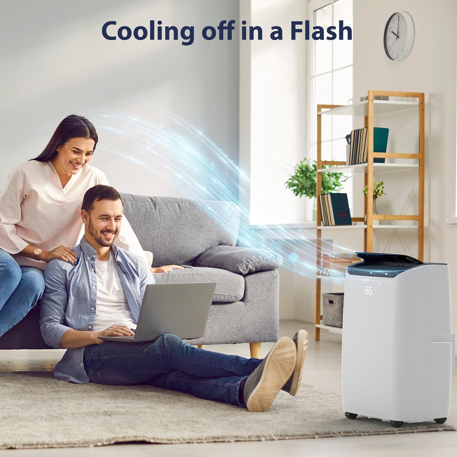 14,000 BTU Portable Air Conditioner - Quiet AC Unit Covers 750 Sq. Ft, 3 Fan Speeds with Dehumidifier Mode, Easy Install Window Kit & Follow Me Temperature Control, Black Top