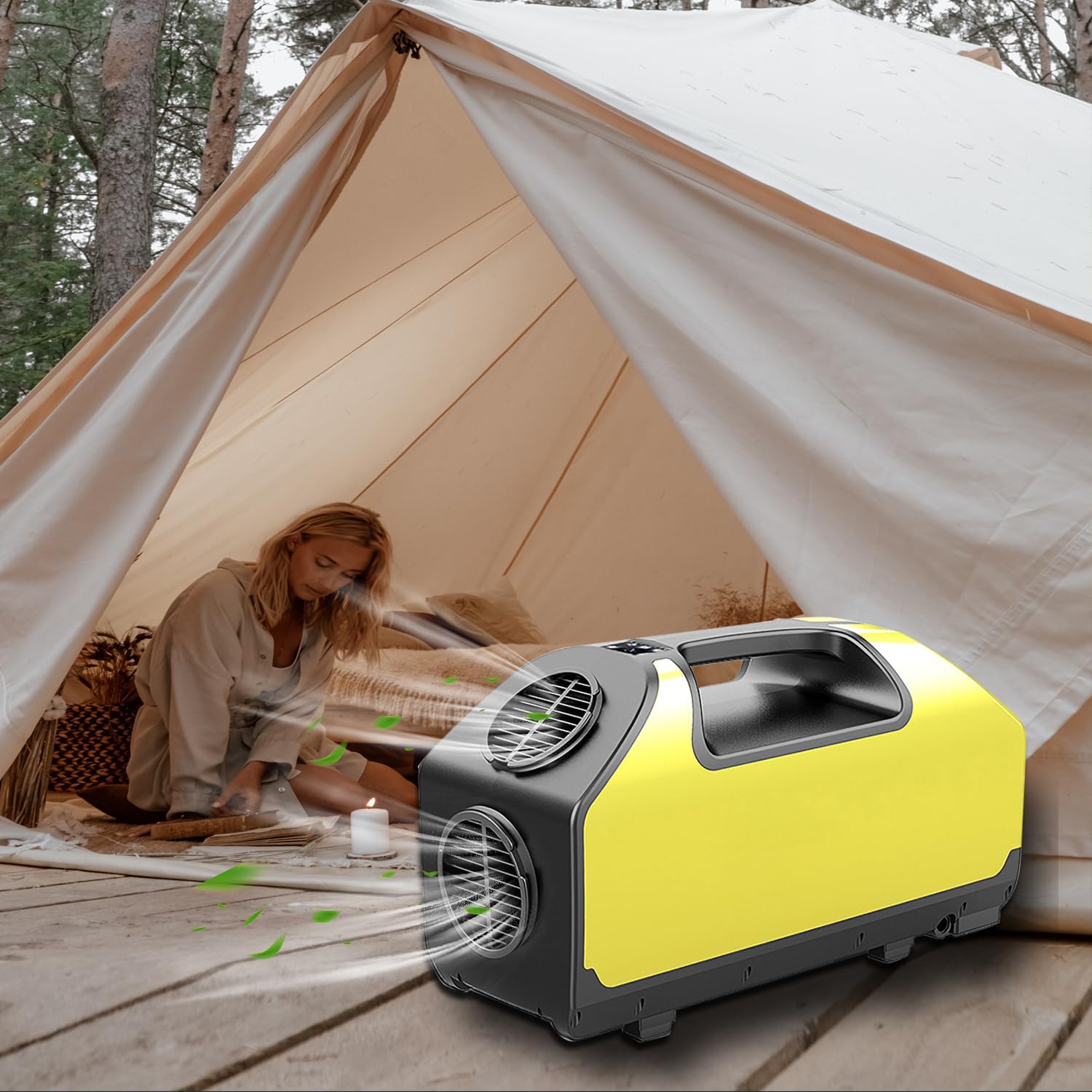 Tent Air Conditioner, 24V 2000BTU 360W Portable Camping Air Conditioner, 15s Fast Cooling LED Display 300Min Contination, 3 Wind Speeds for Van Life, Camping Tent, Outdoor, Indoor White