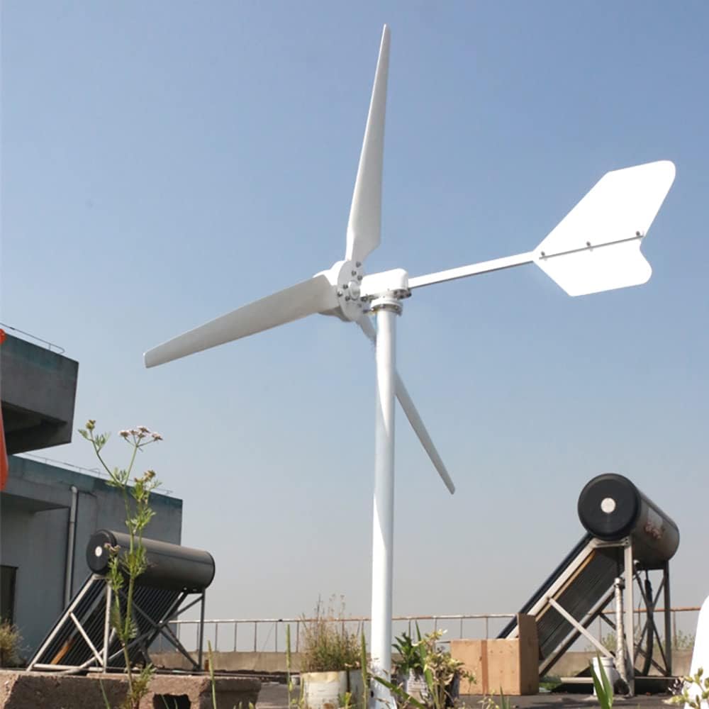 3000W 48V Horizontal Wind Turbine 3KW Wind Generator Kits with Grid-tie Inverter On Grid System 3 Blades Wind Turbines for Home Industrial RV Farm (No Pole)