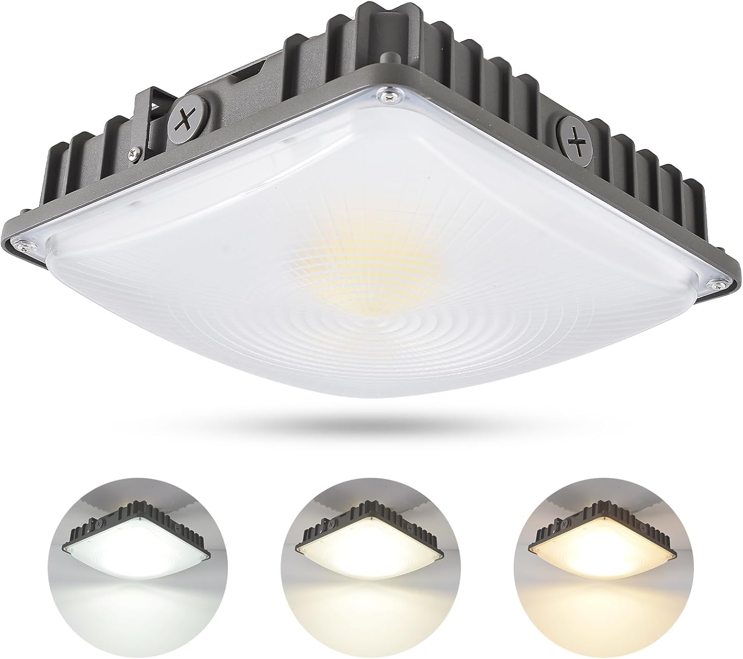 70W LED Canopy Light, Selectable Wattage 30W/45W/70W, 3CCT 3000/4000/5000K, 0-10V Dim LED Parking Garage Lights, IP65 ETL Listed Gas Station Shop Ceiling Lighting Fixture, 120-277VAC (1-Pack)