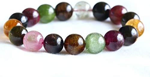 1 strands natural colorful pink green purple red tourmaline bracelet round big beads 12mm 05057