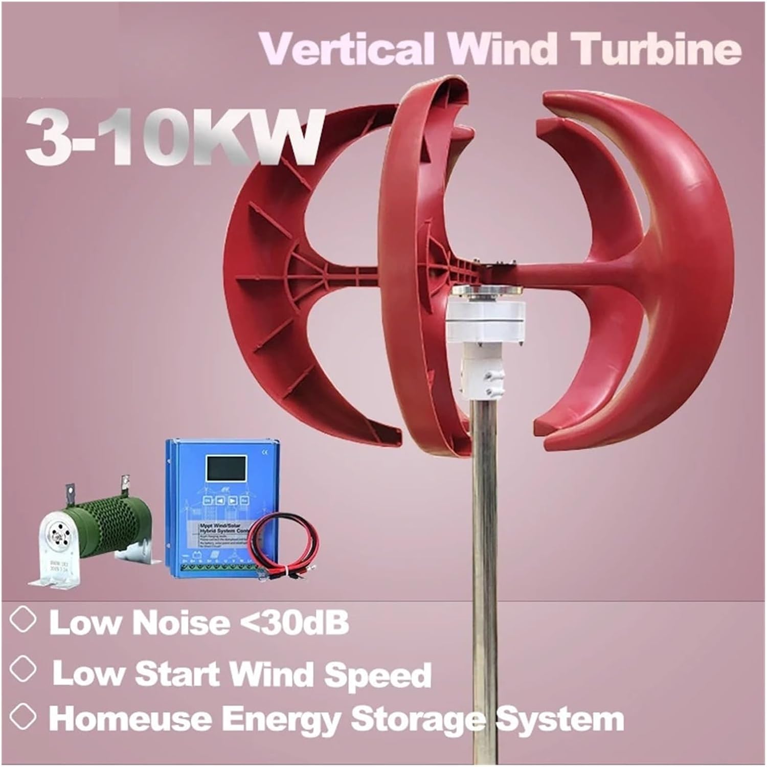 3000W 5000W 10000W Small Vertical Axis Wind Turbine Generator 8KW 12V 24V 48V Low Noise Windmill with MPPT for Farm RV Low Starting Speed for Home(White,24V_5KW)