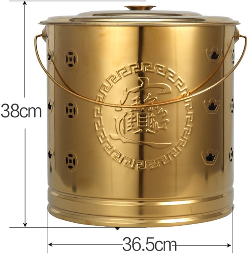 JNYB Burn Bin with Liner Stainless Steel Incinerator Burn Barrel Cage Ash Bucket Fire Pit Wood Burning Pit Can Burn Garbage, Paper, Leaves,36.5x38cm