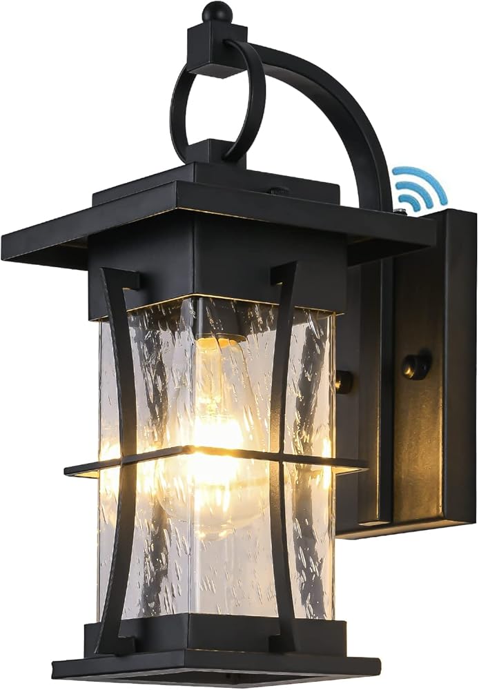 Outdoor Lighting Fixtures Wall Mount, 1-Light 15''H Dusk to Dawn Exterior Light for House Outdoor Wall Lantern with Clear Glass for Front Porch Patio Garage (15'' H with Photocell, 1 PC)