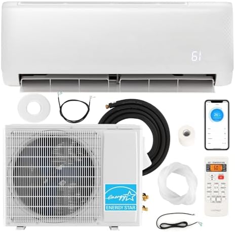 KOTEK 24000 BTU Mini Split AC/Heating System, Work with Alexa, Energy Star WiFi 21 SEER2 Inverter Ductless AC Unit, Cools Up to 1500 Sq.Ft, Air Conditioner with Heat Pump(24000BTU, 208-230V, 21 SEER2)