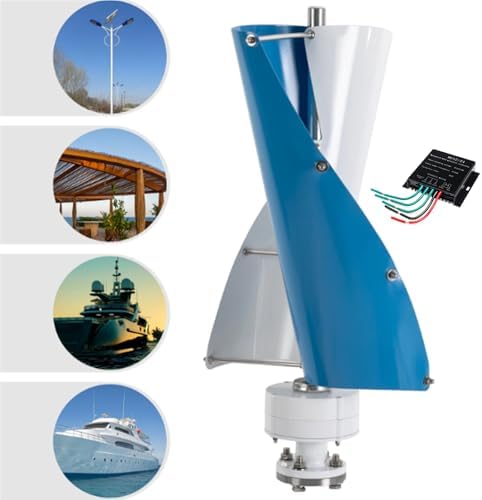 500W Wind Turbine Kit - 12V/24V/48V Spiral Power Generator with 2 Blades & Controller - Ideal for Home & Street Lighting - Efficient Renewable Energy Solution (Blue)