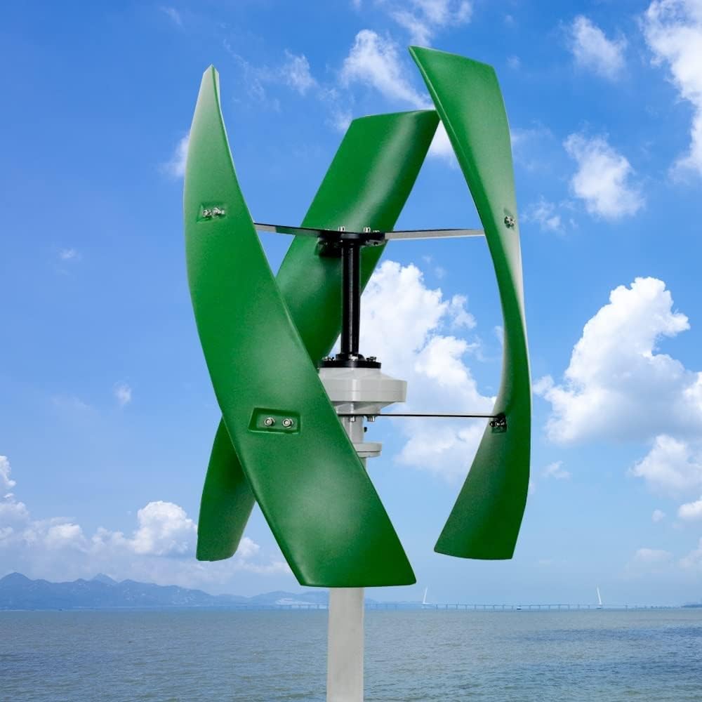 Wind Turbine, Energy Windmill 400w 600w 800w Vertical Axis Permanent Maglev Wind Turbine Generator 12v 24v 48v with MPPT Controller(Green,48V)